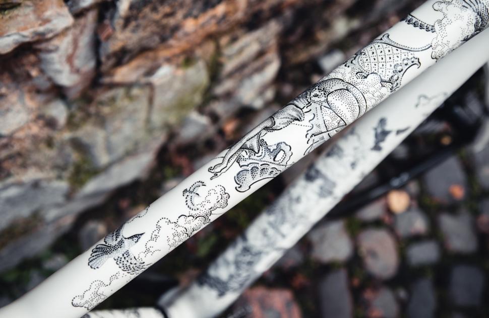2022 Festka Kafka on a bike paintwork toptube