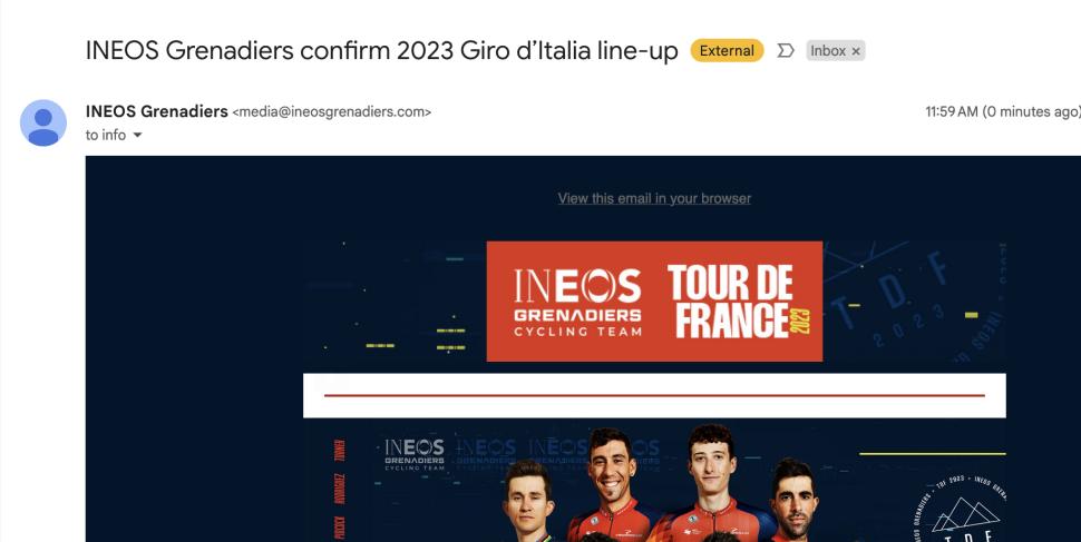 Ineos Grenaiders tour announcement mistake
