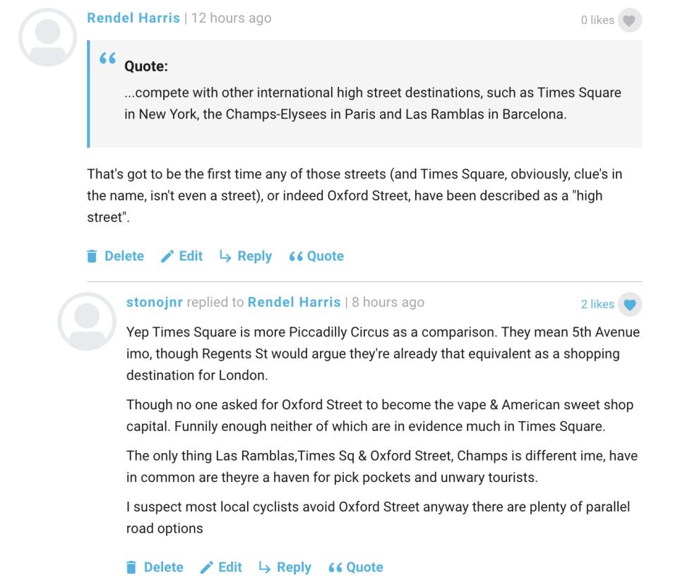 Comment about Oxford Street