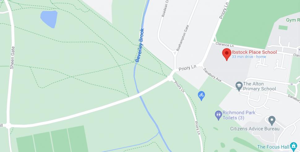 Richmond Park bike-jacking map (Google Maps)