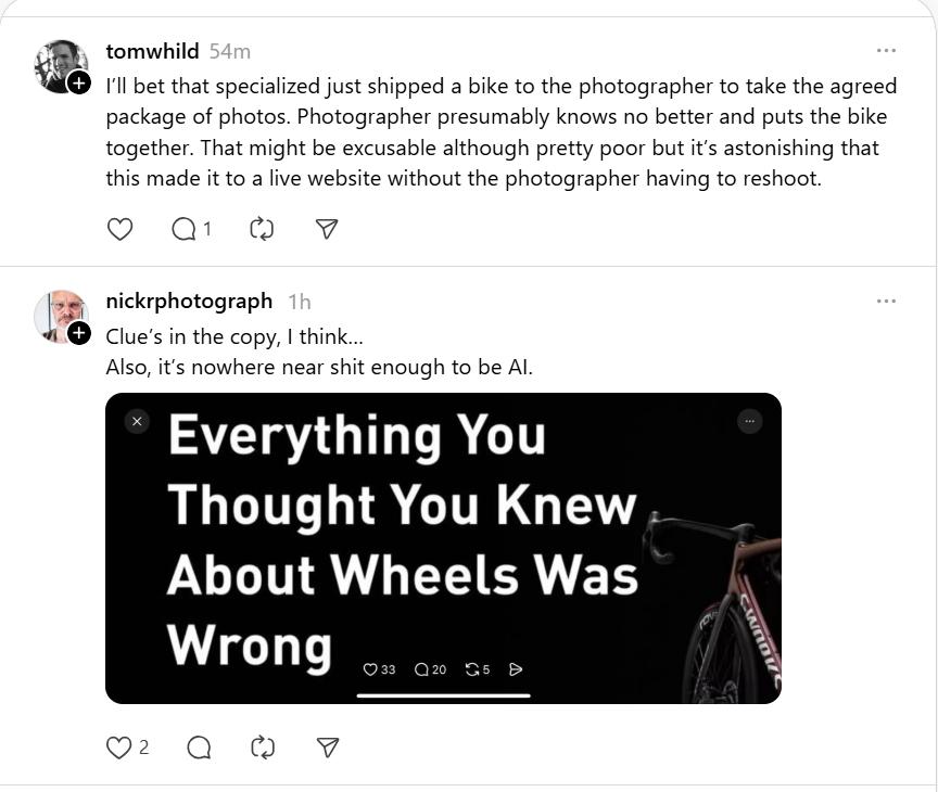 Specialized Threads comments