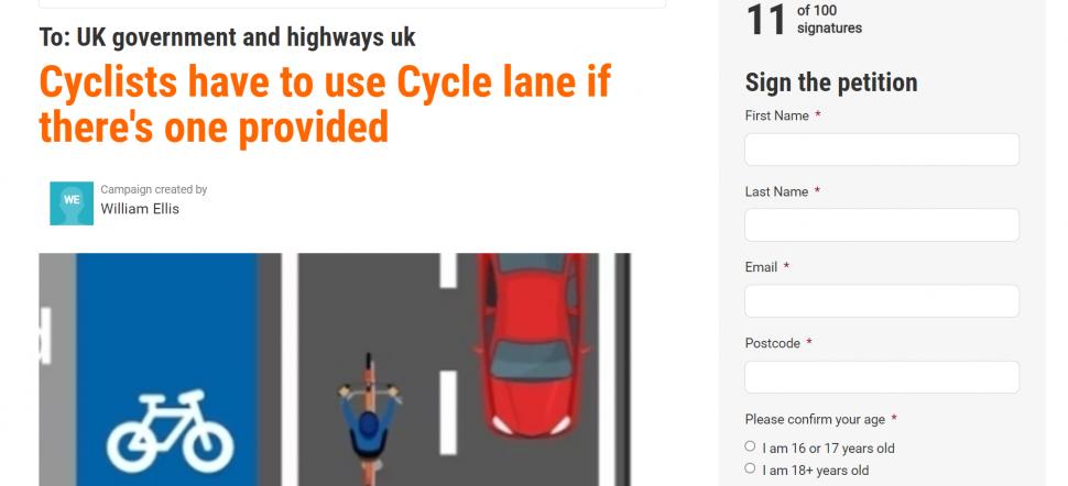 Cycle lane petition
