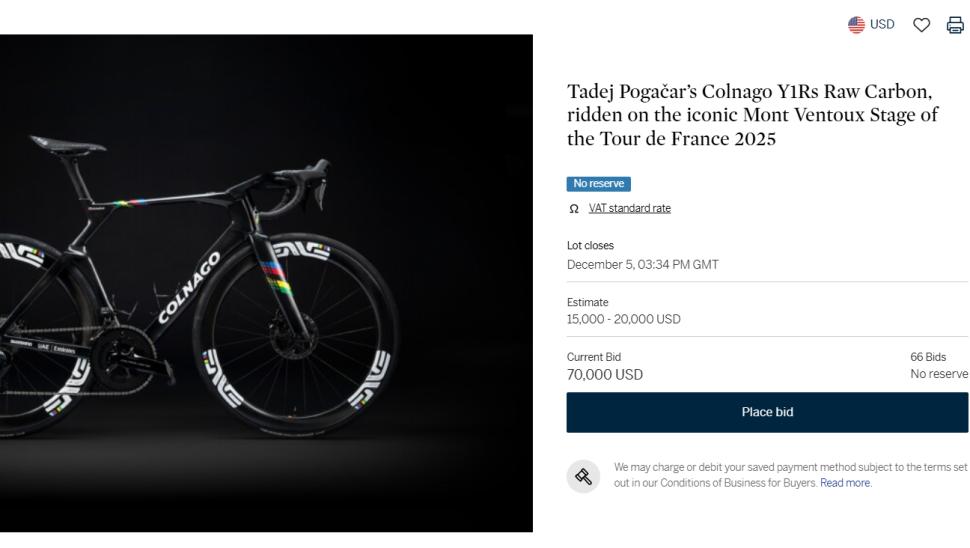 Tadej Pogačar Colnago auction
