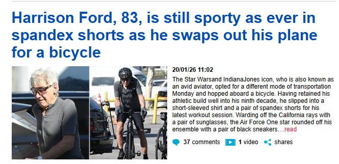 Daily Mail Harrison Ford headline