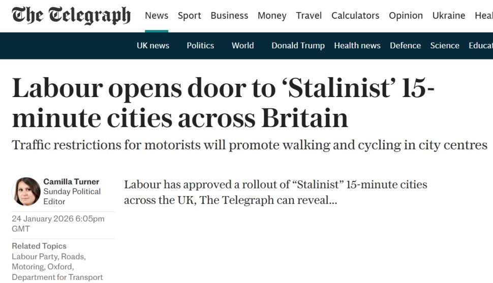Telegraph 15-minute cities story