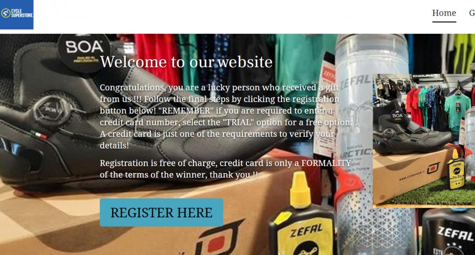 Scammers mimic Cycle SuperStore website