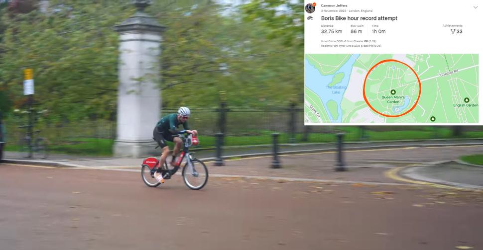 Cameron Jeffers Santander Cycle Hour Record (YouTube/Strava)
