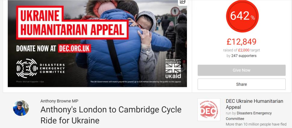 Anthony Browne fundraiser cycle