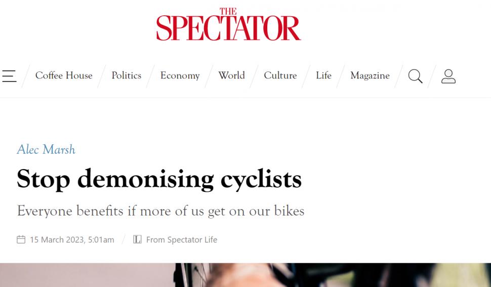 Spectator column 'Stop demonising cyclists'