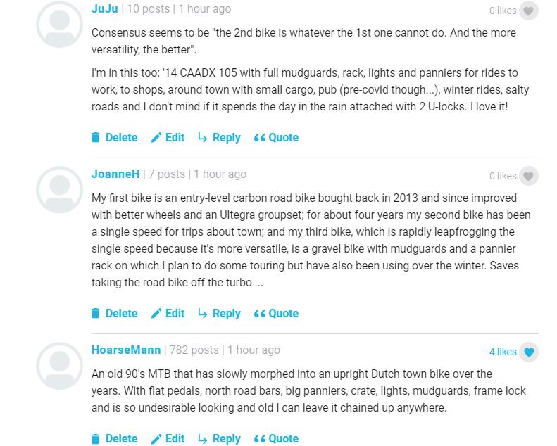 Readers' second bikes comments
