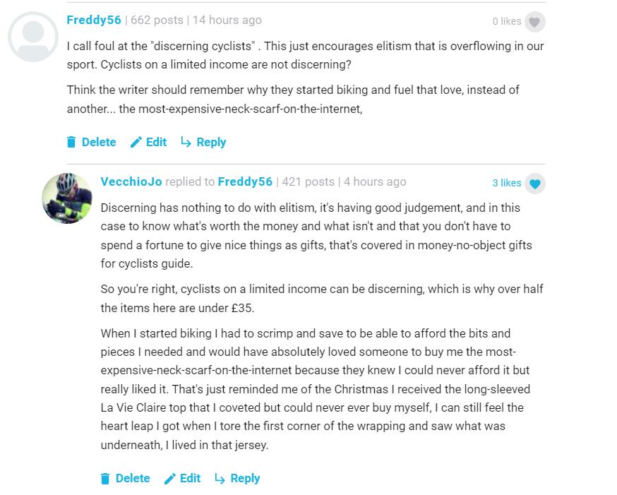 Discerning cyclists comment