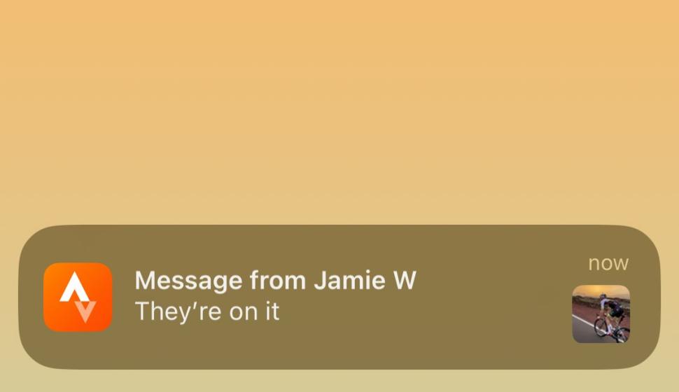 Strava messaging Jamie