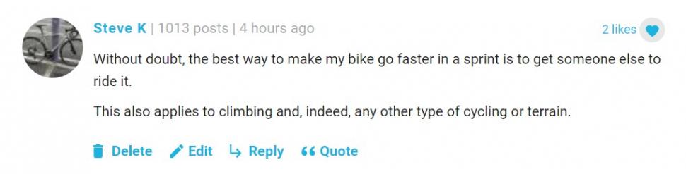 steve k how to make your bike faster comment