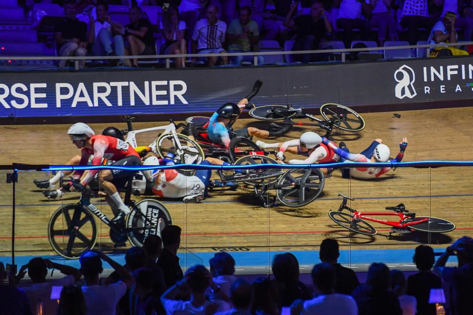 UCI Track Champions League crash (Simon Wilkinson/SWpix.com)