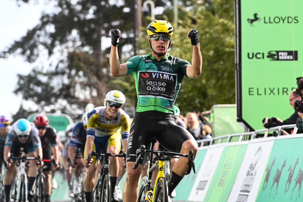 Olav Kooij wins stage two, 2025 Tour of Britain, Stowmarket 