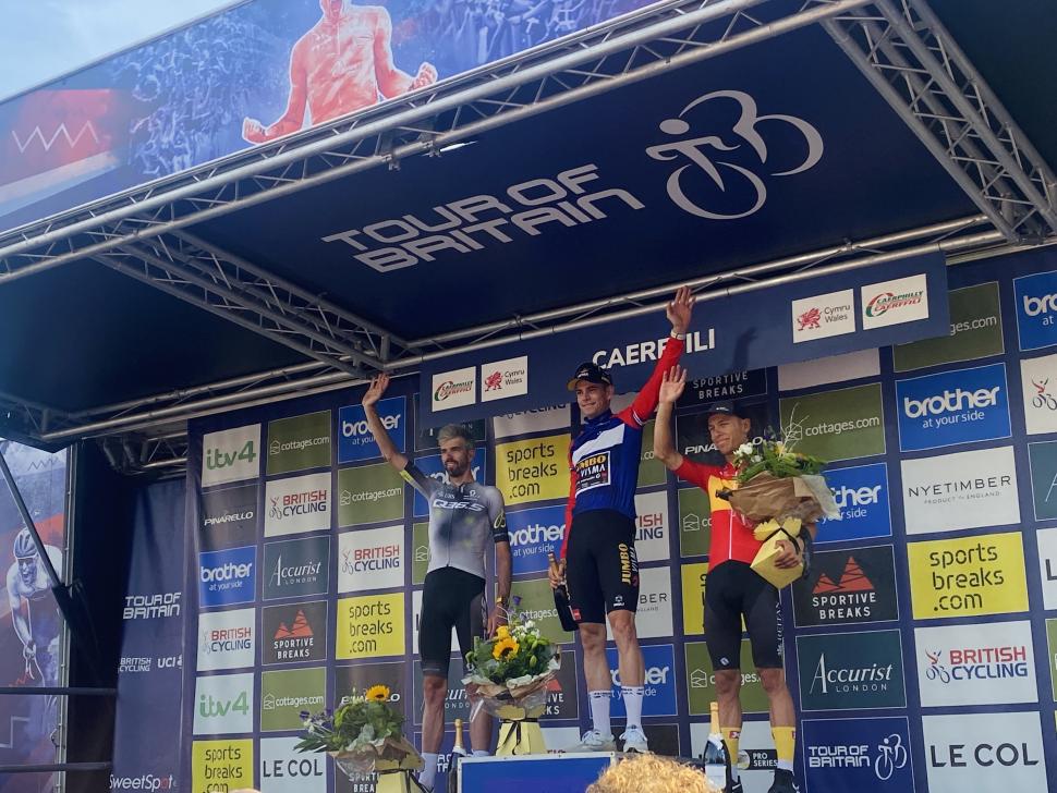 Tour of Britain 2023 podium (image: Adwitiya Pal)