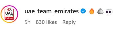 UAE Pogacar Roubaix Instagram comment
