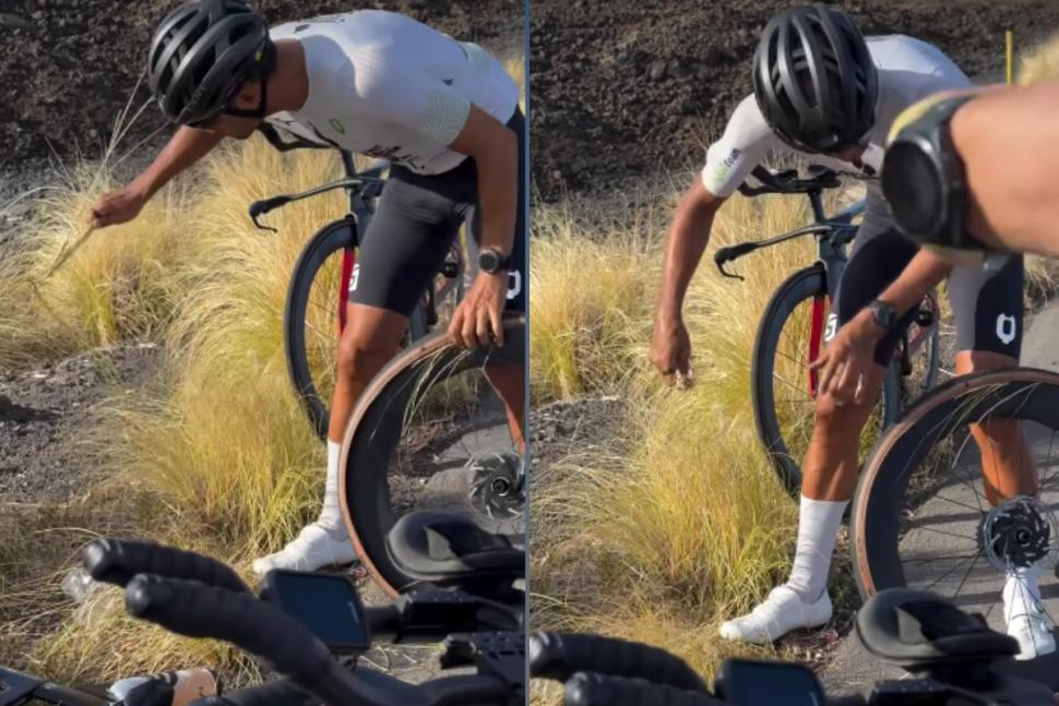 Fix your punctures with grass (Bike Life Facebook)