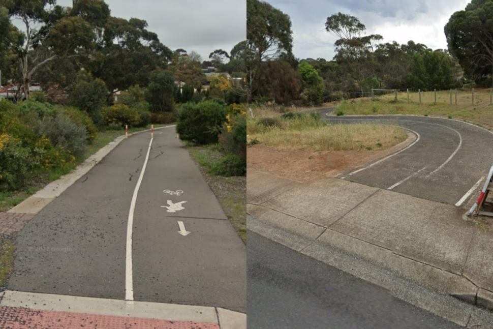 Wire strung across Adelaide bike path (Google Maps)
