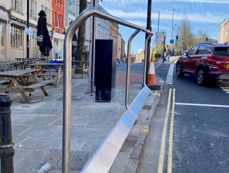 Upper Maudlin Street cycle railing, Bristol main