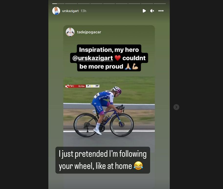 Ur&scaron;ka Žigart, Tadej Pogačar Instagram
