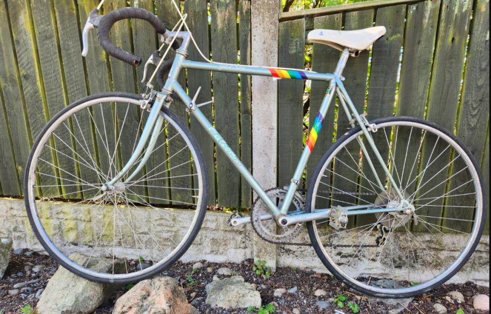Vintage Falcon bike with racing stripes