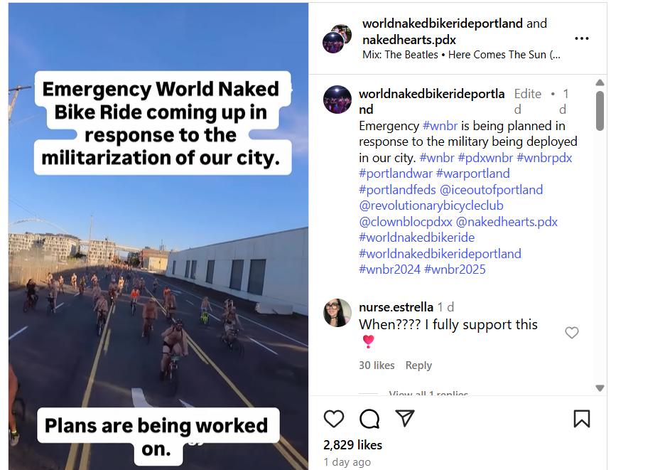 World Naked Bike Ride Portland post October 2025
