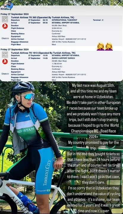 Yanina Kuskova 2024 World Championships Instagram story