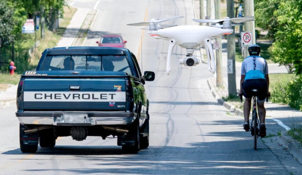 York Regional Police close pass campaign with drone (York Regional police)