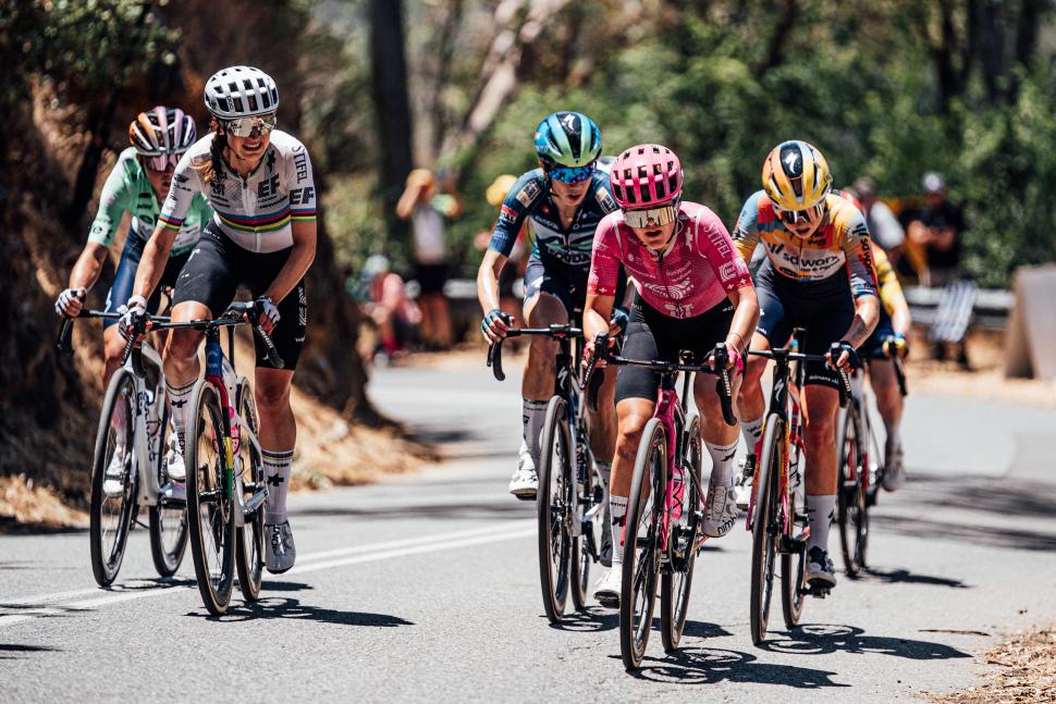 Noemi Ruegg, Magdeleine Vallieres, EF Education Easypost, on the Corkscrew 2026 Tour Down Under