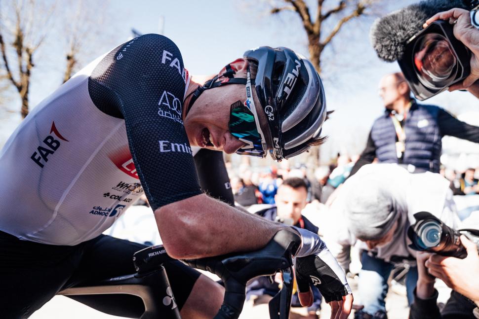 Tadej Pogačar after Fl&egrave;che Wallonne 2023 (Zac Williams/Swpix.com)