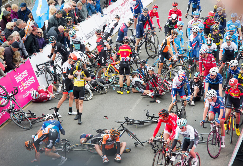 Tour de Yorkshire 2017 crash in Scarborough (copyright Simon Wilkinson, SWpix.com)