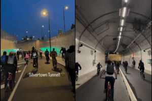 Critical Mass ride through Silvertown Tunnel
