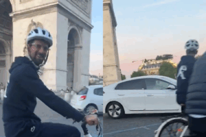 Novak Djokovic goes cycling