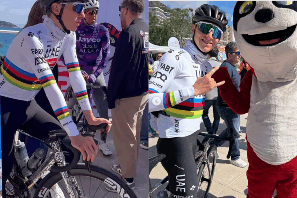 Tadej Pogačar spotted riding mystery bike
