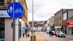New cycle lane, planters, benches on West Blackhall Street, Greenock