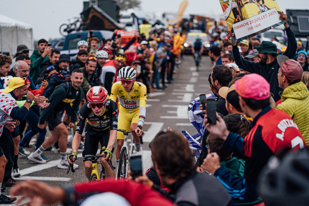 Vingegaard and Pogačar on stage 14 of 2025 Tour de France